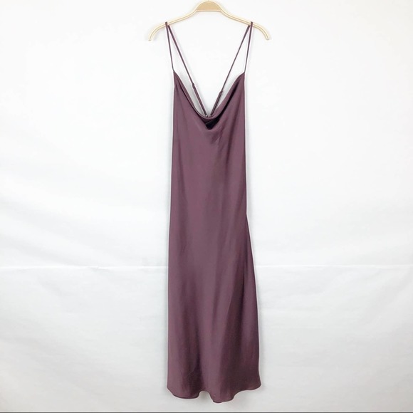NEW Show‎ Me Your Mumu Verona Cowl Dress Dusty Plum Luxe Satin Size Large - Picture 3 of 10